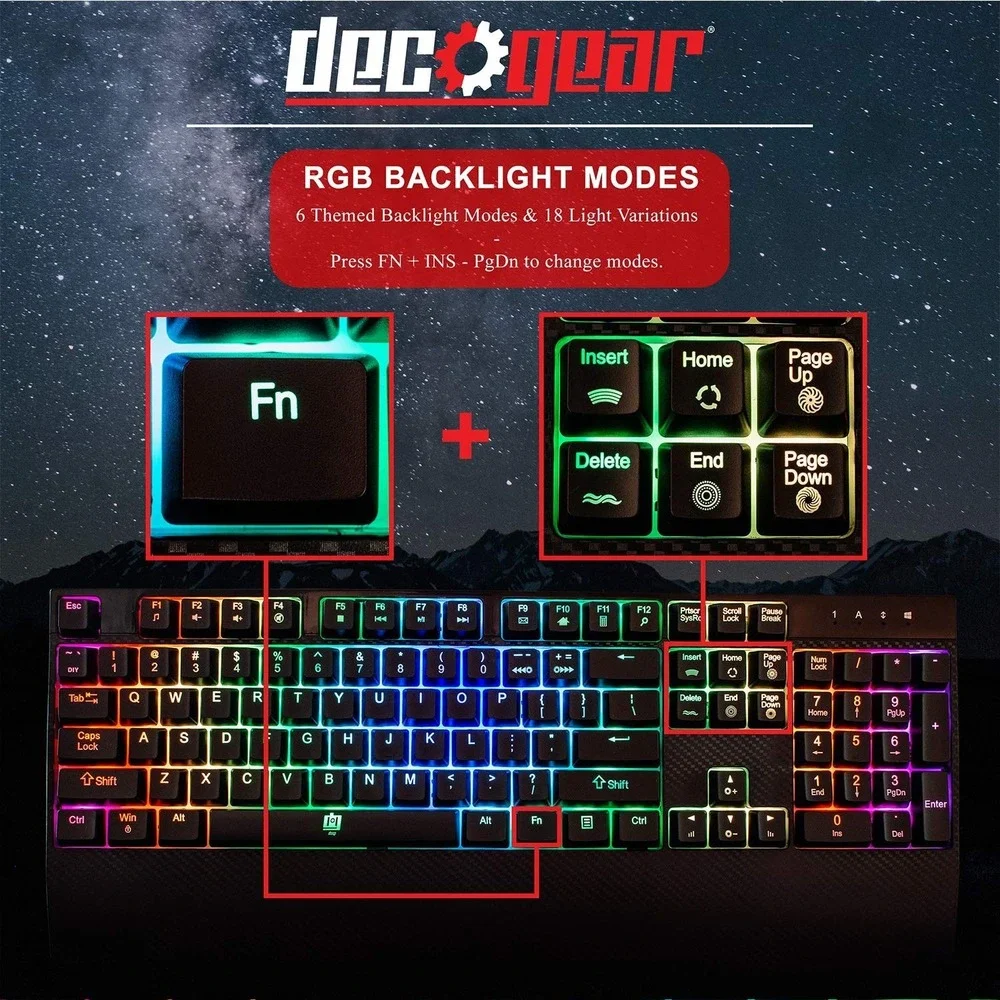 Deco Gear Mechanical Gaming Keyboard Outemu Blue Switch RGB Backlit Anti-Ghost